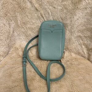 Kate Spade Teal Leather Phone Crossbody Mini Bag Adjustable Strap